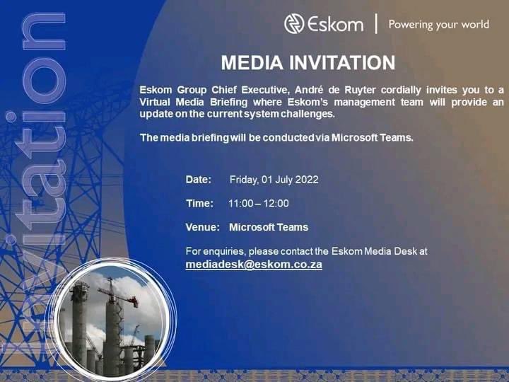 #MediaInvitation #PowerAlert1 #Eskom