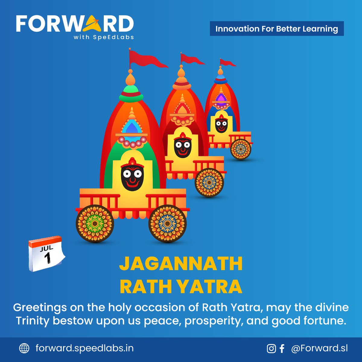 FSpeedlabs's tweet photo. A very happy and blissful Jagannath Puri Rath Yatra to you and your dear ones.

- Forward &amp; team

#JagannathRathYatra https://t.co/ykGBuLFWZW