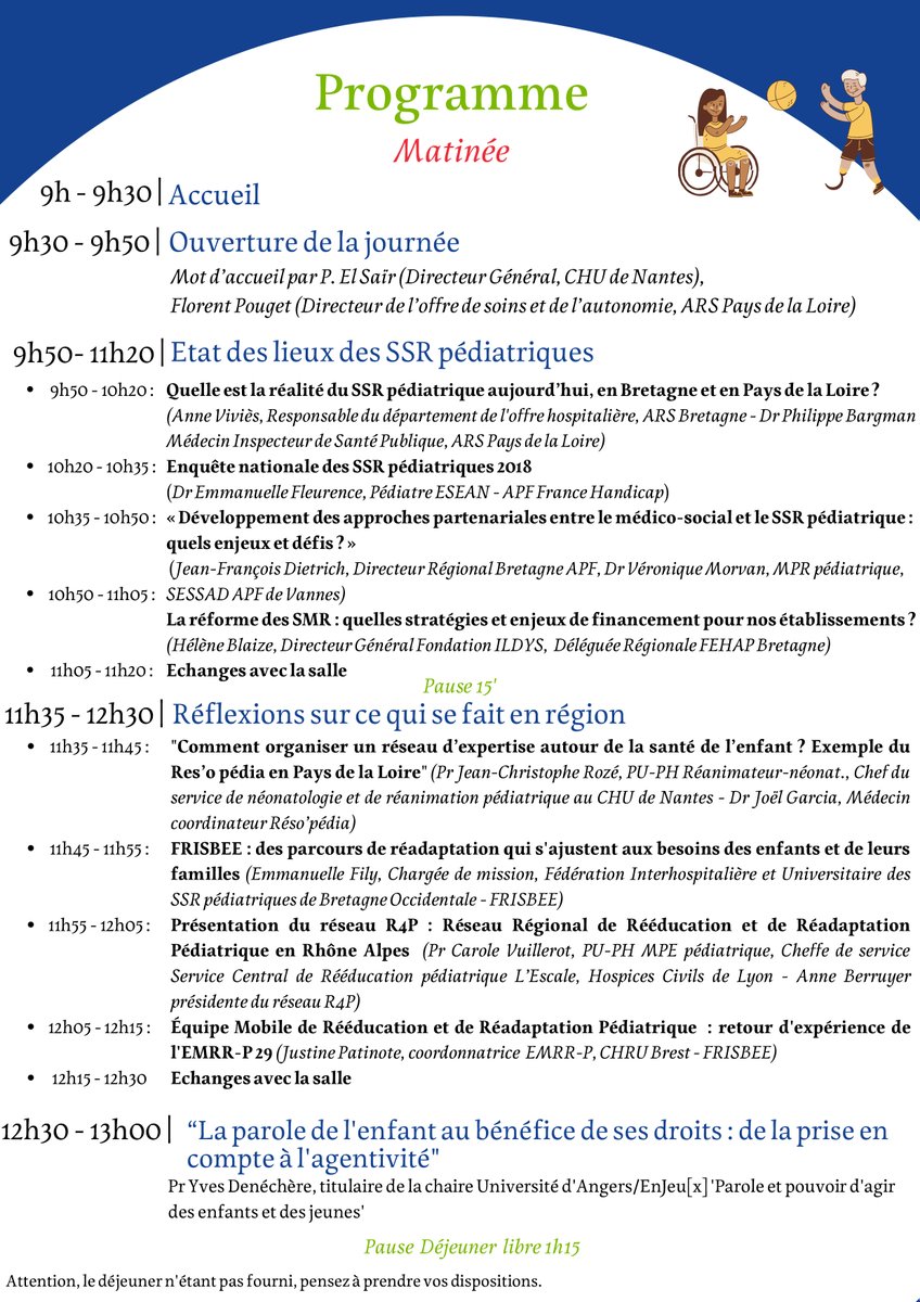 ArsBretagne's tweet photo. #Enfance👶🏽l Le programme de la 1ère journée inter-régionale des SSR pédiatriques est à présent dévoilé : découvrez-le vite ! ⤵️
👉Evt ac @ArsBretagne et @ars_pdl le 6 octobre 2022 au @CHUnantes 
ℹ️ Informations et inscriptions sur : https://t.co/QGJ6dmhrp1 https://t.co/ErYWVMYbNS