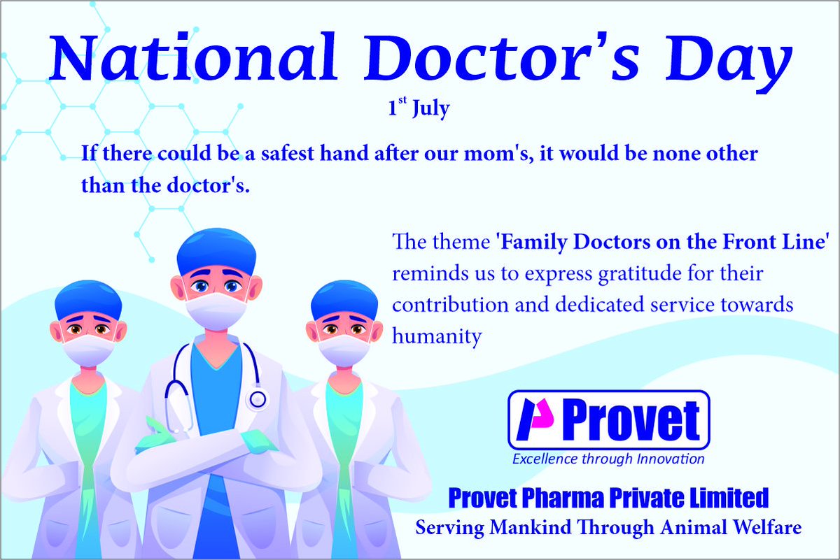 provetppl's tweet photo. NATIONAL DOCTOR'S DAY!
The theme 'Family Doctors on the Front Line' reminds us to express gratitude for their contribution and dedicated service towards humanity...
"Only a life lived for others is a life worthwhile"....
#Provetpharma #DoctorsDay #Theme2022 #Health #Gratitude https://t.co/XGBQIOJReA