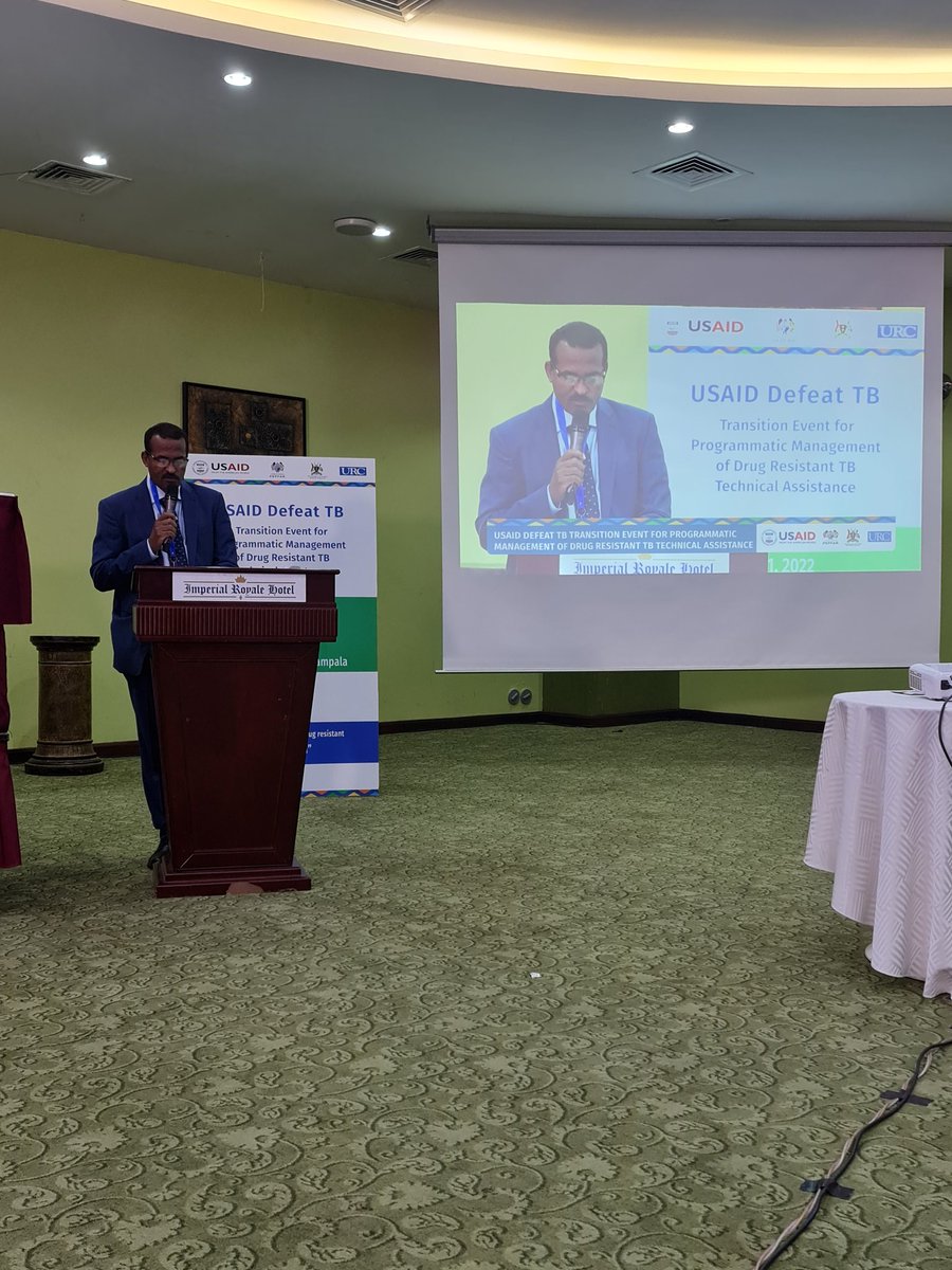 Happening now... 'The DEFEAT TB project has make great strides towards managing multidrug-resistant TB' Dr. Seyoum Dejene (@USAID) makes remarks at the MDR Transition Event this morning. @IDIMakerere is grateful for the support of the American people in the fight against TB.