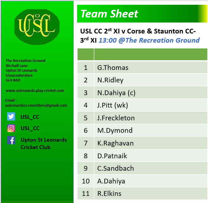 USL 2nd XI team who play @c_scc 3rd XI this Saturday