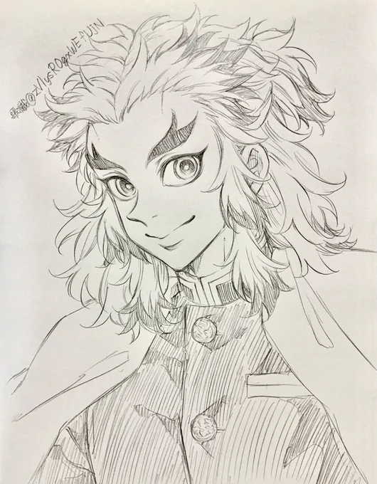 久々に何も見ないで煉獄さん描いてみた🔥 