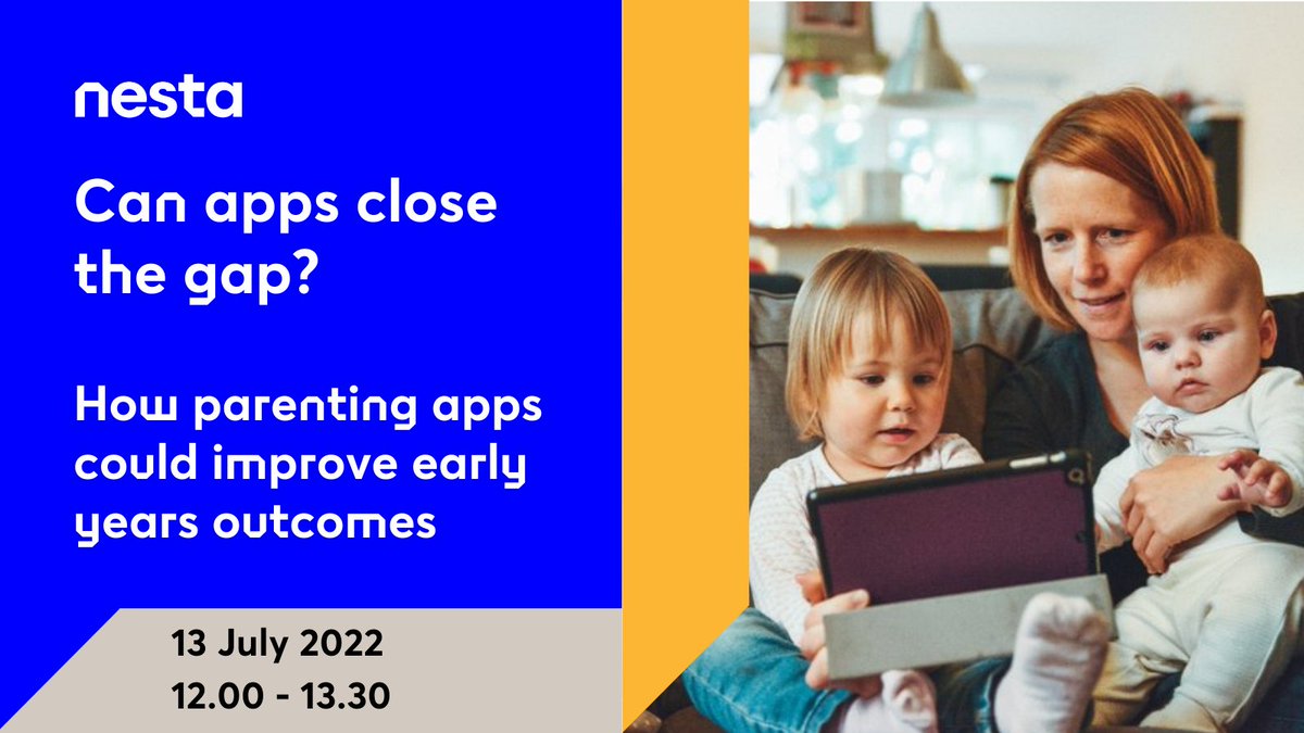 nesta_uk's tweet photo. How far could tech for parents close the educational outcome gap? 📱 

Join us on 13 July to find out with @LouBazalgette @KandersKarlis @ireland_eleanor @nilus_91 @JenLexmond @cliffmanning
and @CoramFamChild's Naomi Azianku.

Register now: https://t.co/2Aj93UpwDb https://t.co/nFcIPbaNIV