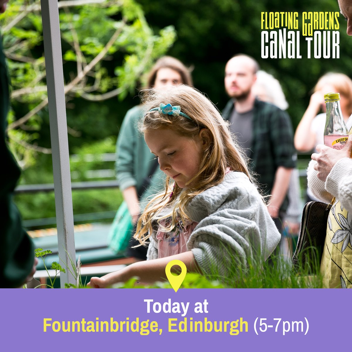 Our Floating Garden will reach the final stop of its tour in Edinburgh tonight before heading to <a href="/HelixFalkirk/">The Helix</a> (home of <a href="/OfficialKelpies/">The Kelpies</a>) to dock until Sept! 

Edinburgh, this is your 1st chance to pick up free plants &amp; hear our Flower Singer before our Free for All next weekend.