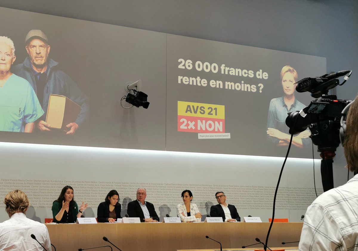 Travail.Suisse (@travailsuissech) on Twitter photo Lancierung der Abstimmungskampagne gegen AHV 21: Nein zu 26’000 Franken weniger Rente pro Frau.<a href="/LeonorePorchet/">Porchet Léonore</a> @ahv_abbau Lancierung der Abstimmungskampagne gegen AHV 21: Nein zu 26’000 Franken weniger Rente pro Frau.<a href="/LeonorePorchet/">Porchet Léonore</a> @ahv_abbau