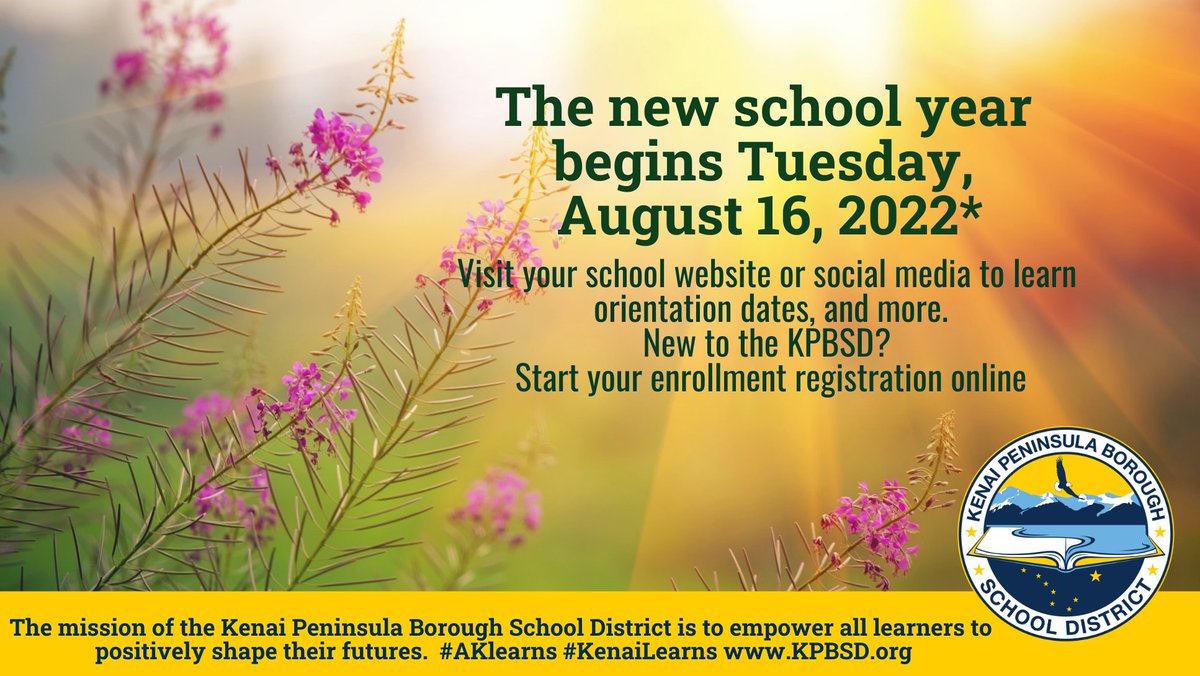 One district: 42 diverse schools! Visit your @KPBSD school website or social media to learn orientation dates, and more. New to the @KPBSD? Start your enrollment registration online: kpbsd.org/students-paren… School calendar: kpbsd.org/students-paren…