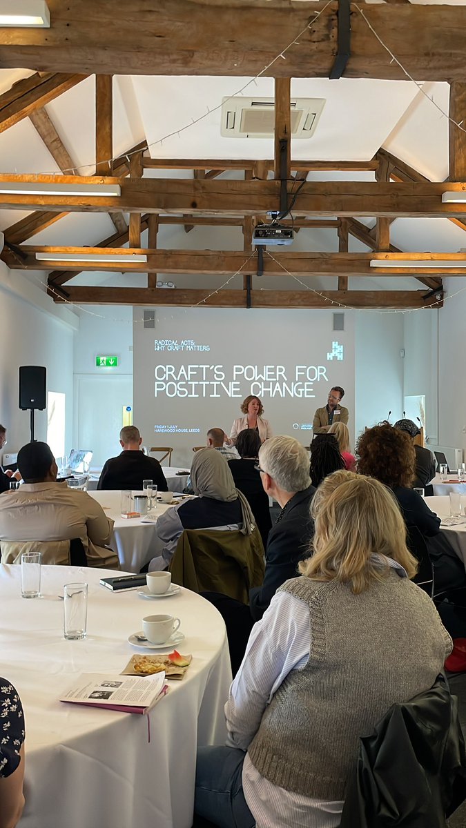 HarewoodHouse's tweet photo. Trust Director Jane Marriott @Janemarriott32 introduces the second day of the Radical Acts Symposium with a call to action and a message of hope as today’s programme explores craft’s power for positive change https://t.co/riR4UyjvXT