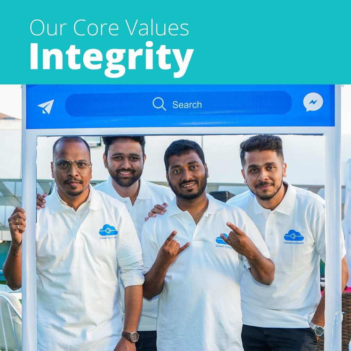 cloudsynapps's tweet photo. Our Core Values
Stewardship | Transparency | Associate First | Mutual Respect | Integrity | Customer Delight

#CloudSynApps #corevalues #canada #India #salesforce #salesforcecareers #wearehiring #hiring #team https://t.co/PHSf1JjehJ