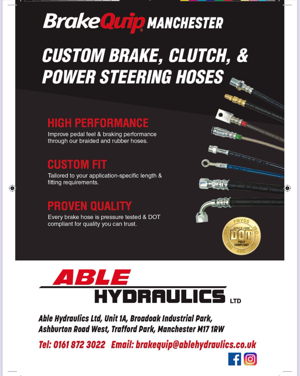 Custom made brake, clutch and power steering hoses now available at our trade counter in Trafford Park , Manchester #brakepipe #flexible #powersteering #custom #brakequip #brakehose #brakelines
