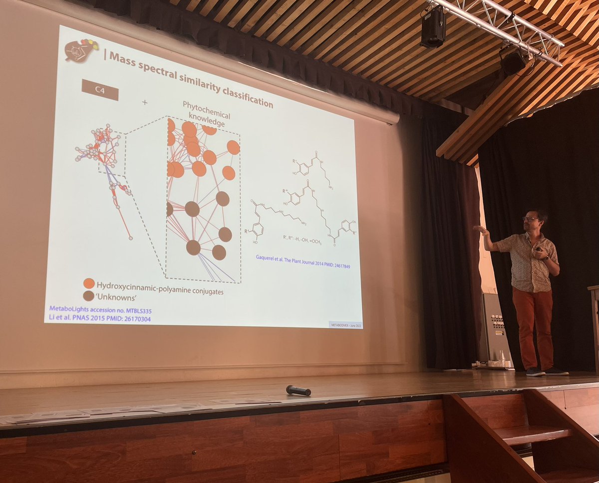 LF_Nothias's tweet photo. Brilliant talk by Prof Emmanuel Gaquerel @e_gaquerel on multi-omics #chemicalecology, species #mediation, #semiochemical #GenomeWideAssociationStudy #CompMS #MetaBioDivex https://t.co/wYmN26mAJq