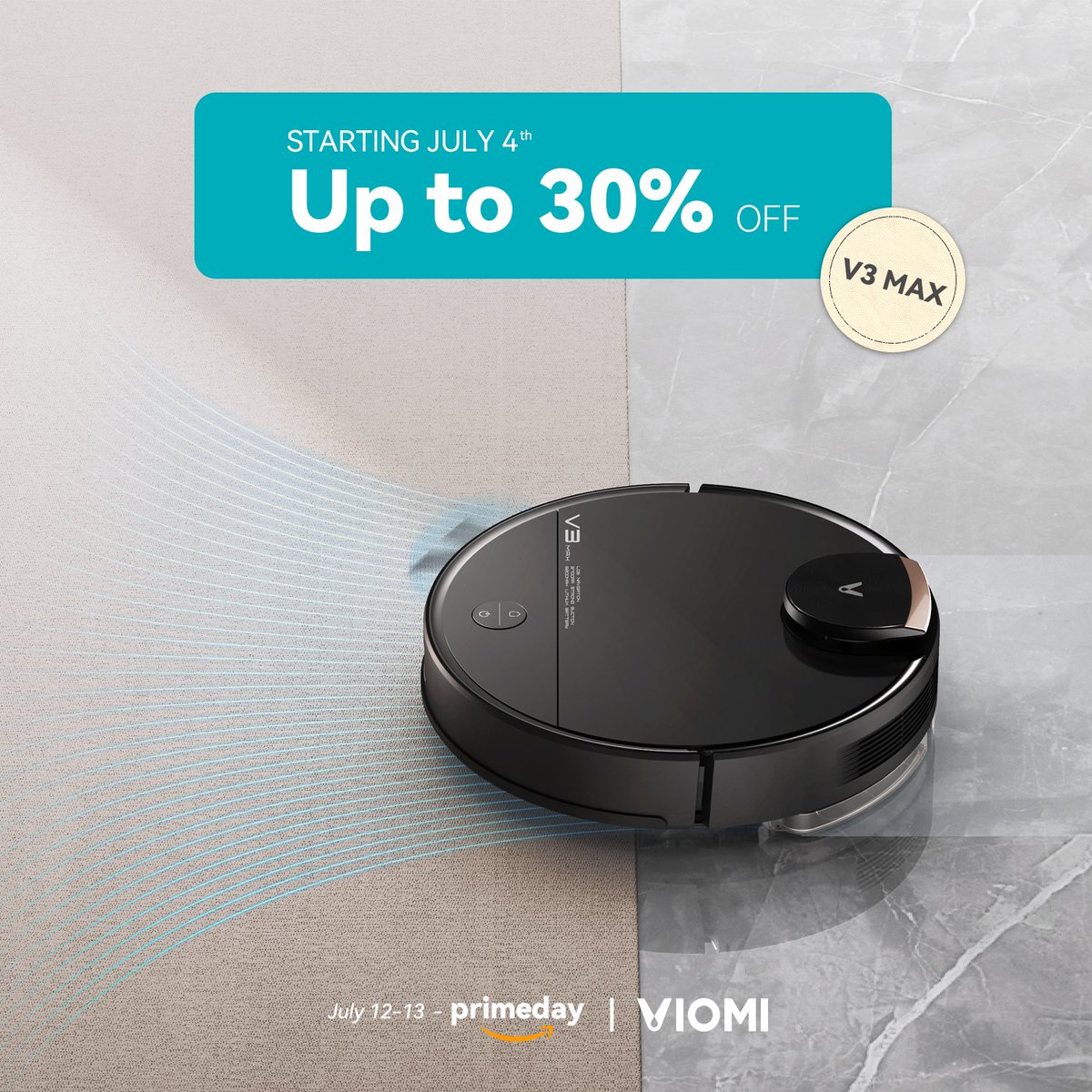 viomi_global's tweet photo. 📢 #PrimeDay x #Viomi 📢
Is a robot vacuum on your wish-list this prime day?
Would you like a budget-friendly Lidar robot vacuum-mop with a 3-in-1 Sweep, Mop & Vacuum system, and advanced LDS laser navigation? Yes, we are talking about #V3Max 🤖️ https://t.co/eqARkCyS08