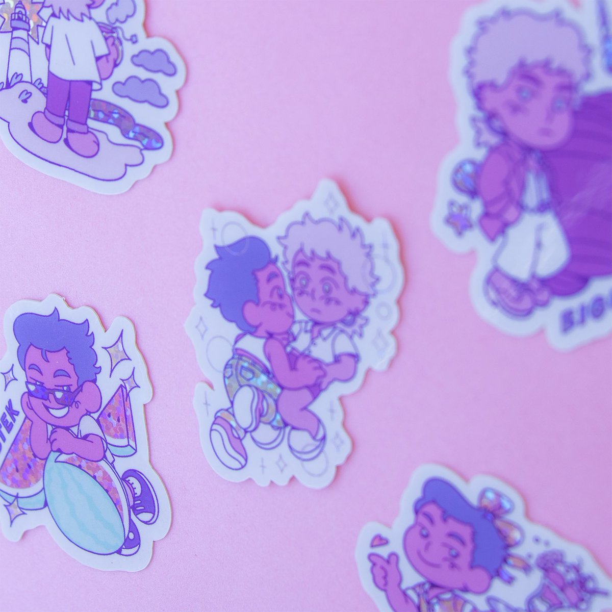 Neha and Dulce will have to help each other in order to discover the secret of the lone lighthouse... But for now they will have to make do as glitter stickers! 
One pack includes 5 glitter stickers, approx. 4x4 cm
They’re available on my Ko-fi shop!! ⭐️ 
ko-fi.com/ninarosa/shop