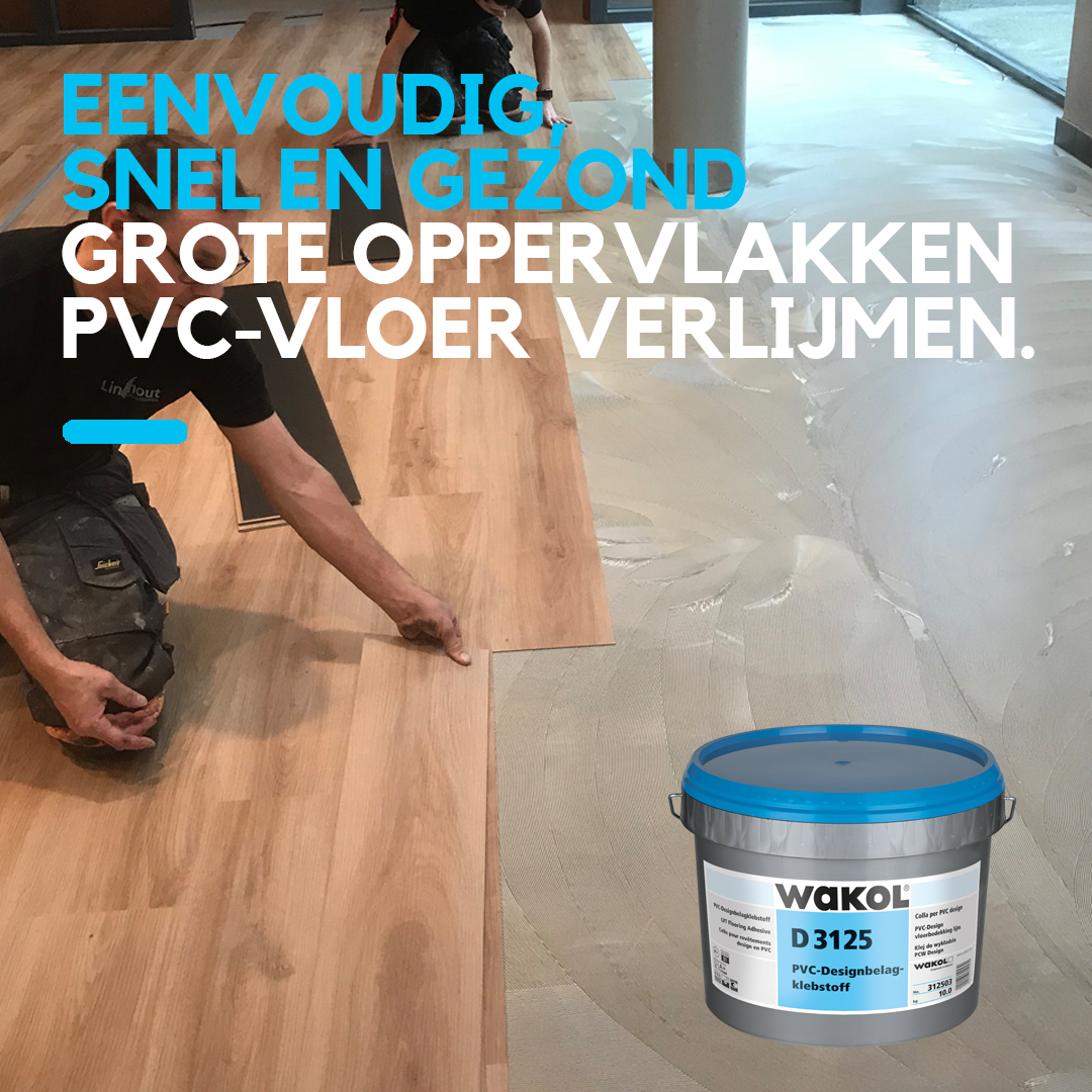 Eenvoudig, snel en gezond grote oppervlakken pvc-vloer verlijmen?
De oplosmiddelvrije en zeer emissiearme WAKOL D3125 PVC-Design vloerbedekkingslijm heeft een zeer lange inlegtijd, tot wel 180 minuten!
Lees meer op onze website ➡ lecol.nl/wakol/wakol-d3…