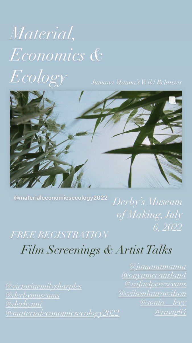 DrVSharples's tweet photo. 5 days to go!!! BOOK YOUR PLACE NOW to see the award-winning documentary film Wild Relatives as part of Material, Economics &amp; Ecology at Derby’s Museum of Making on July 6, 10:30am— including presentations by five Guest Speakers and the Director of @derbymuseums Tony Butler https://t.co/Ess8cR1jLV