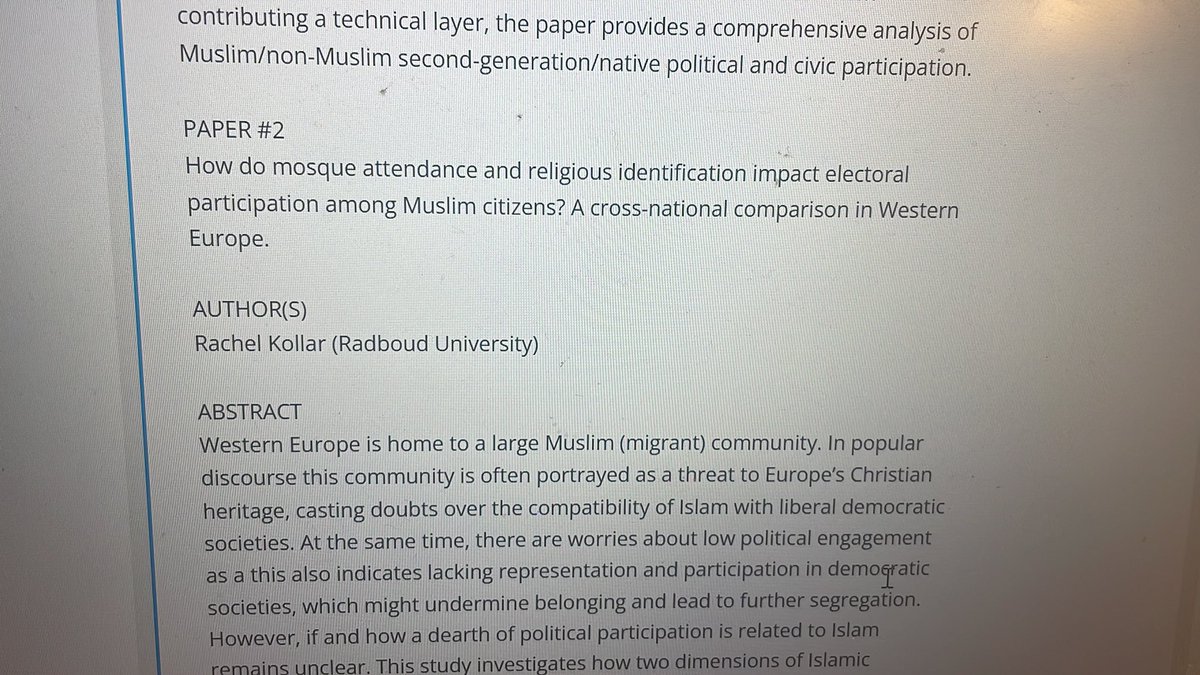 If you are @IMISCOE and interested in religion and politics come learn about my research on Islamic religiosity and electoral participation of Muslims in Europe. 13:00 Session #224 @NellaGeurts @NielsSpierings @ayseguveli