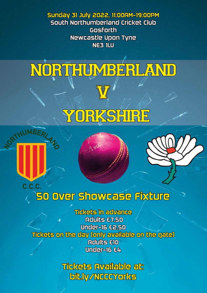 Less than a month until <a href="/yorkshireccc/">Yorkshire CCC</a> head to <a href="/southnorthcc/">South North Cricket Club</a> to face @nlandccc in the ECB 50 over showcase fixture, tickets available at bit.ly/NCCCYorks