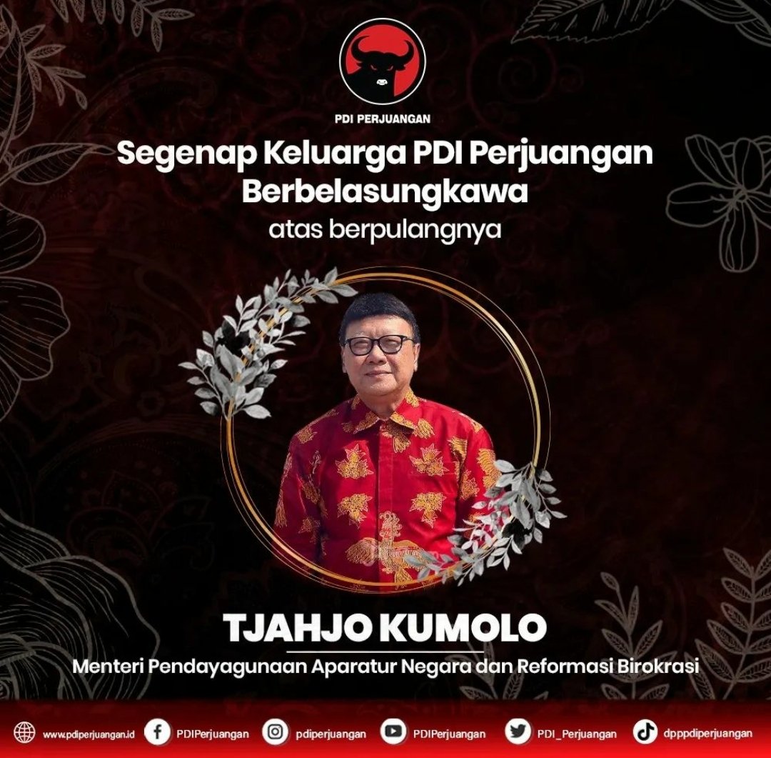 ngobos_'s tweet image. Turut berbelasungkawa atas wafat nya Bapak Tjahjo Kumolo.. Menteri PAN RB Republik Indonesia.

Semoga semua amal kebaikan nya diterima oleh Alloh SWT.. AMIN