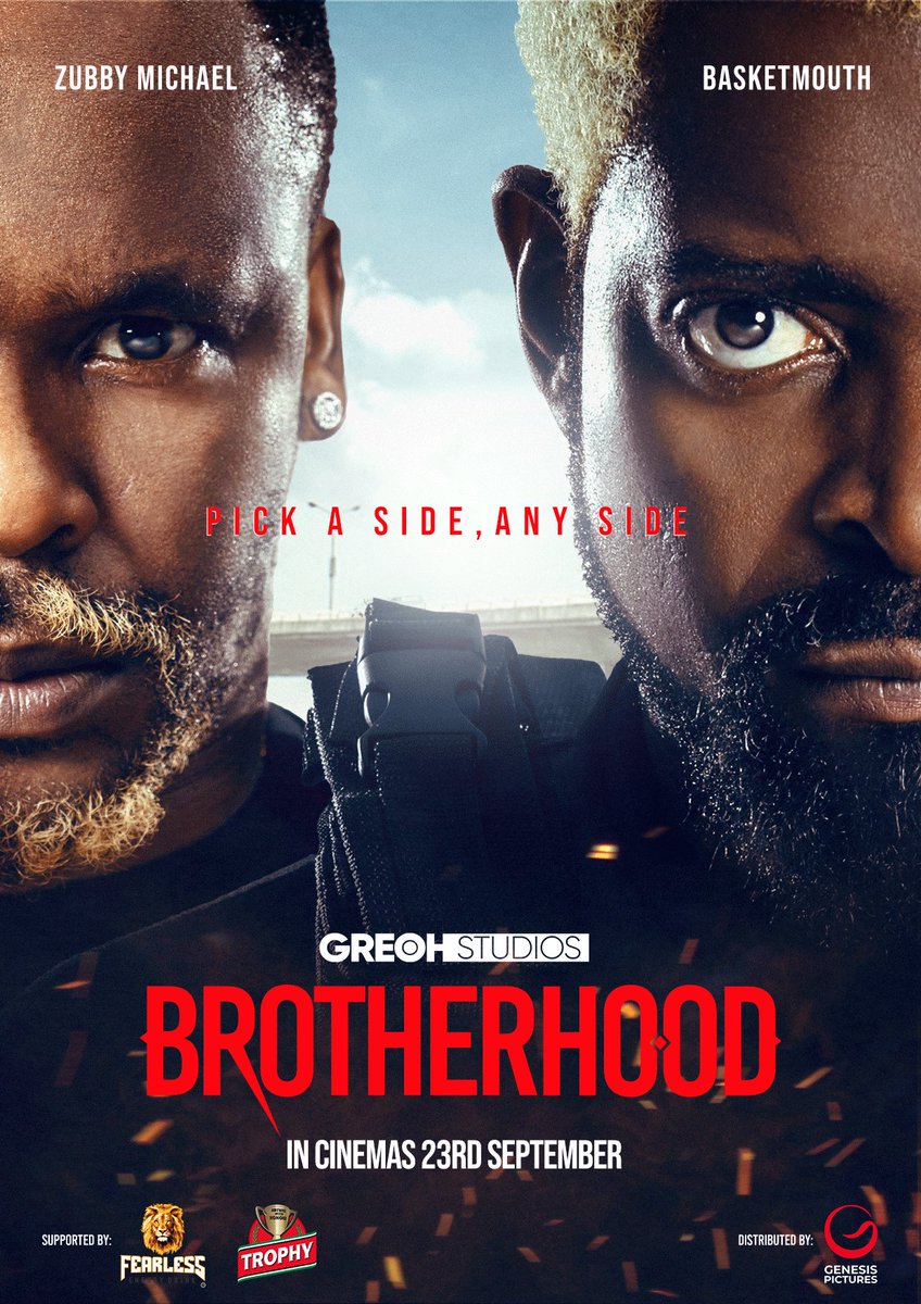 WKM_Up's tweet photo. GreoH Studios unveils first posters for Brotherhood, a Loukman Ali-Directed Crime Thriller.
Produced by Jade Osiberu (#Isoken, #SugarRush, #Ayinla), the film is now set to premiere nationwide from September 23. https://t.co/lYUZW6nD6o