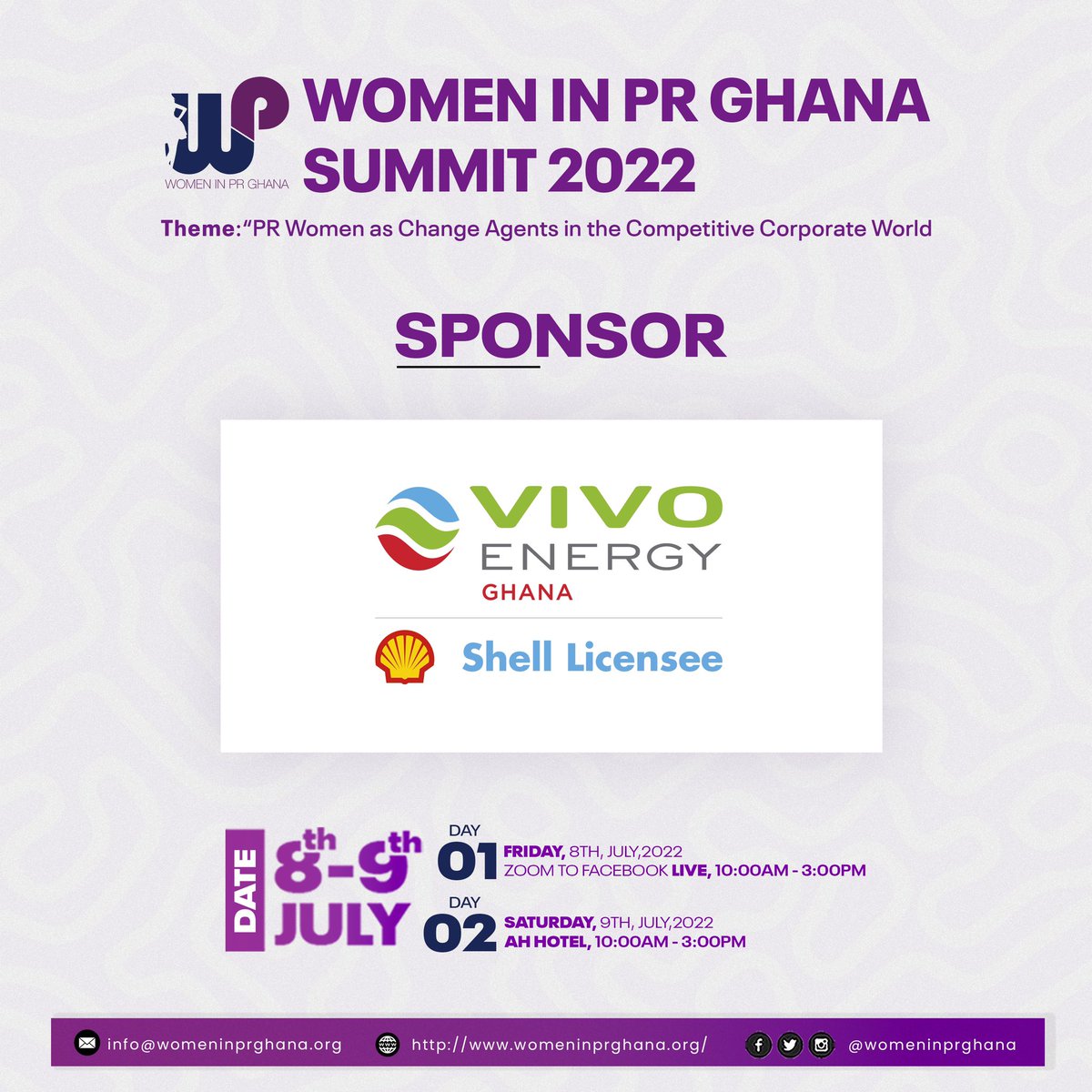 womeninprghana's tweet photo. We appreciate the massive support from @VivoEnergyGhana (The company that distributes and markets Shell branded fuels and lubricants to retail and commercial customers in Ghana and Africa)  towards the Upcoming edition of Women in PR Ghana Summit 2022

@VivoEnergyGhana https://t.co/NoGy9FBzil