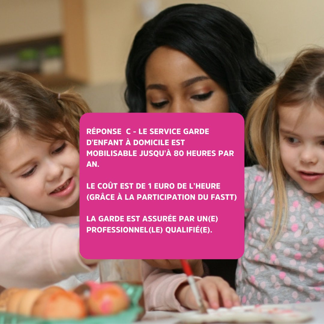 Le_Fastt's tweet photo. Le service FASTT SOS GARDE D’ENFANT, une #solutiondegarde d’urgence à domicile pour les salariés intérimaires est mobilisable jusqu’à combien d’heures par an ?
Pour en savoir plus, rendez-vous ici : https://t.co/rZYsUg4p8o
#centredeloisir #assistantematernelle #crèche #nounou https://t.co/2slKiIUW4j