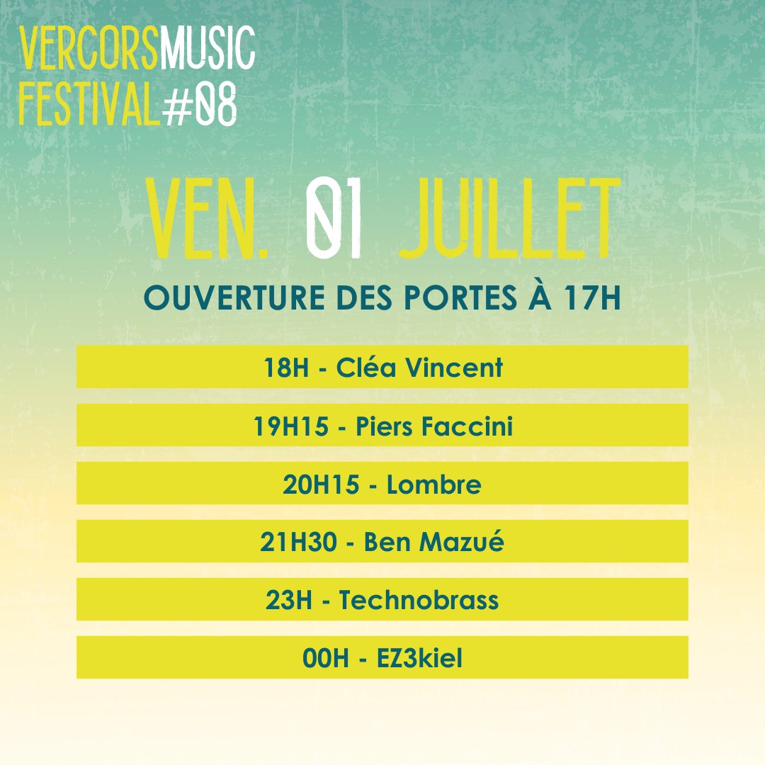 💥 JOUR 1 💥
Le Vercors Music Festival ouvre ses portes aujourd'hui à 17h ! Rendez-vous avec <a href="/BenMaZUe/">Ben MaZUé</a> - <a href="/Ez3kielofficiel/">EZ3kiel</a> - <a href="/PiersFaccini/">Piers Faccini</a> - TechnoBrass - Lombre - <a href="/Clea_Vincent/">Cléa Vincent</a> !
On va être bien !
#VMF2022 #vercorsmusicfestival #spedidam #réseauspedidam
