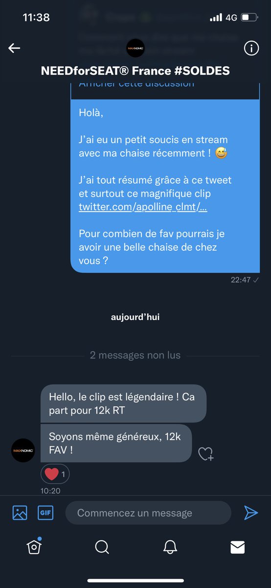 apolline_clmt's tweet photo. Suite à mon clip légendaire, @NEEDforSEAT_FR me laisse une chance de pouvoir jouer avec une chaise pas cassée ! https://t.co/gtC56gJpNn