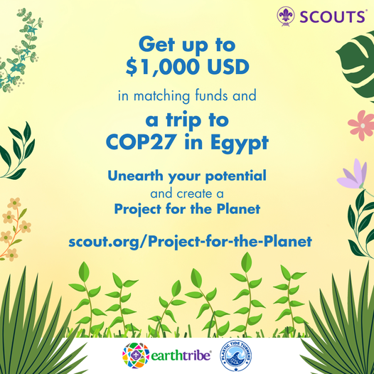 ScoutingAfrica's tweet photo. Have an environmental project that can make a difference in your community or the world? 🌍
Submit your #ProjectForThePlanet for a chance to receive up to $1000 USD in matched funds! 🤩plus a trip to #COP27 in Egypt 🇪🇬
🔗More: https://t.co/hfjdLpS6Nl
#Scouts #EarthTribe https://t.co/BSJQsJYgAD