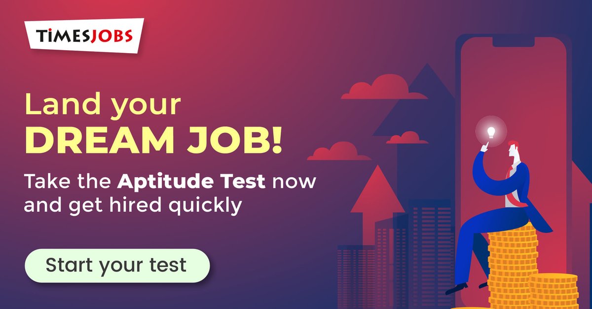timesjobsdotcom's tweet photo. Your dream #job is now within your reach! Take the #TimesJobs #AptitudeTest ➡ https://t.co/3J8PNEeToN today and get noticed by top #recruiters basis your skill excellence.
#Skills #Opportunity #Career #HiringManagers #HumanResources #HRLeaders #AssessmentTest #TalentAssessment https://t.co/ZNABhKtUsc
