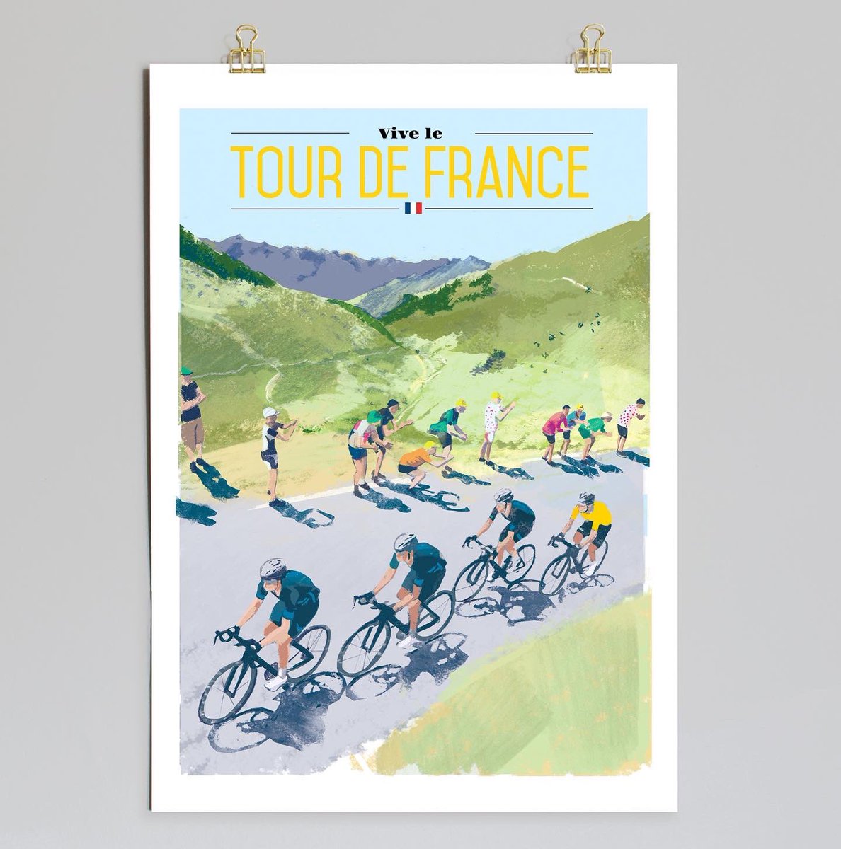 breakawayprints's tweet photo. So it begins, wish I could be roadside again. New print @LeTour from an old drawing. More to come. #TourdeFrance #letourdk #touriscoming @MaillotjauneLCL https://t.co/oww1PlthIl