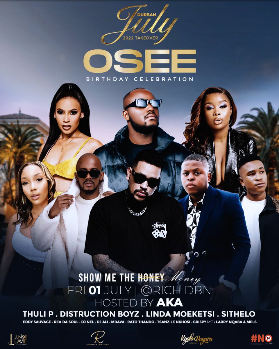 @osee_mkay Birthday Celebration Supported By @thuliphongolo @distruction_boyz, <a href="/lindamoeketsi/">Linda Moeketsi</a>, <a href="/_sithelo/">Sithelo Shozi</a>, @le_sauvage_eddy ,@readasoul_, <a href="/_djnel/">Nel 🏁</a>, @mdavabeckem, <a href="/rato_thando/">Rato</a>, @tsandzile_nkhosi &amp; <a href="/crispy_dubeh/">Christopher</a> 
Hosted By: <a href="/akaworldwide/">AKA</a> 
Table Bookings: 0676018208/ 0738498300 ☎️