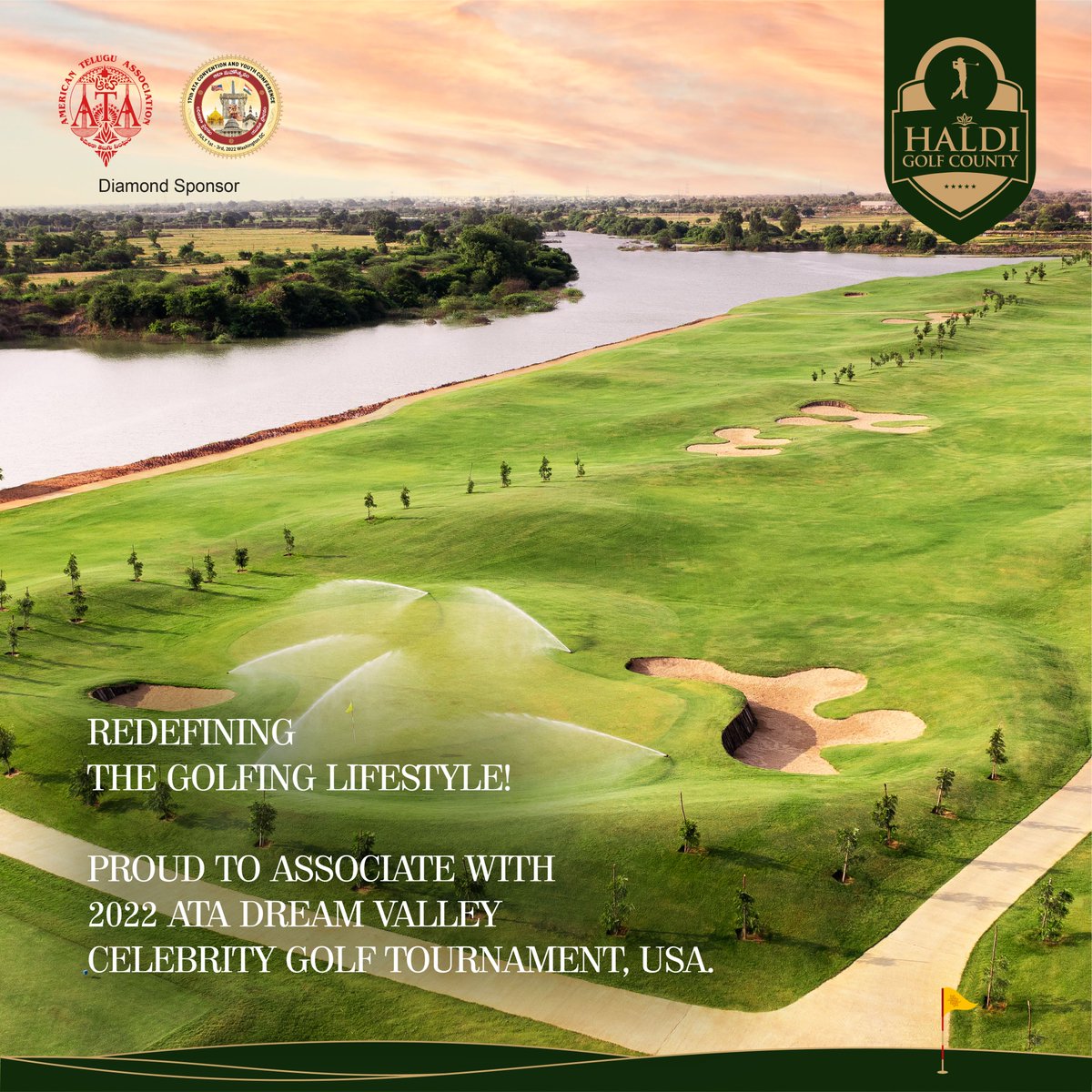 HaldiGolfCounty's tweet photo. Haldi Golf County is a proud sponsor of the 2022 ATA Dream Valley Celebrity Golf Tournament happening on 1st of July in USA.
#Golf #ATAGolf #USA #GolfTournament #HaldiGolfCounty #HaldiProperty #HaldiGroup #HaldiPropertyHyderabad #GolfCourse #ResidentalVillas #HaldiGolfClub https://t.co/XcHYevrZrC