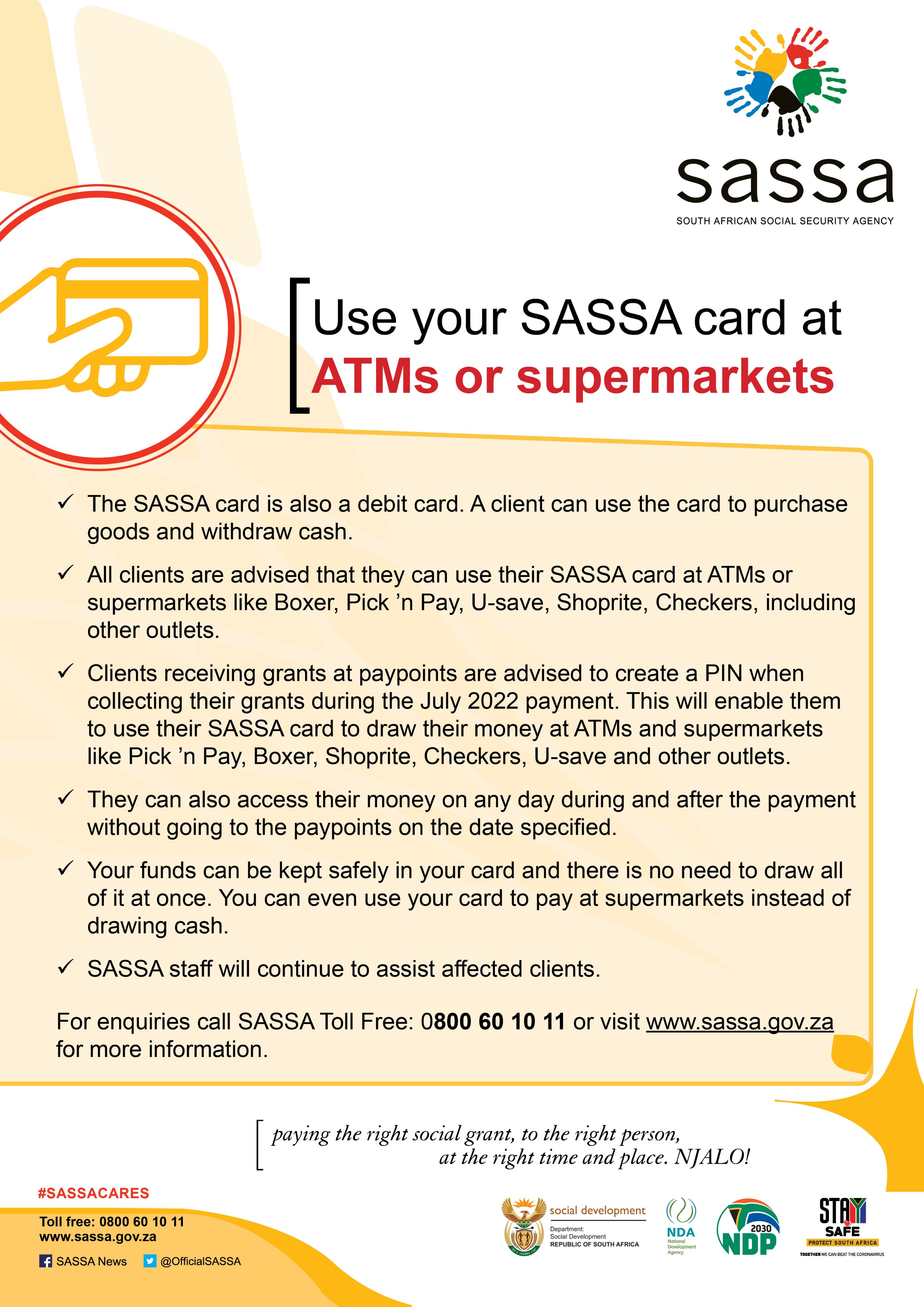 How and Where to Use your SASSA SRD Grant ATM Card