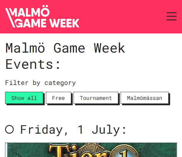 Full program available at 
malmogameweek.com/events