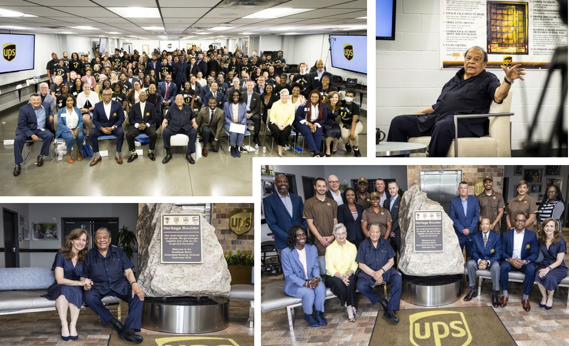 LauraLaneUSA's tweet photo. “Don’t get discouraged. Progress is not up… it’s up and down, and you have to go down sometimes before you take a leap forward.” Thank you, @AmbAndrewYoung, for sharing those inspiring words during your visit at our @UPS SMART Hub in Atlanta. We were honored to have you join us. https://t.co/XFS9ulLC3A