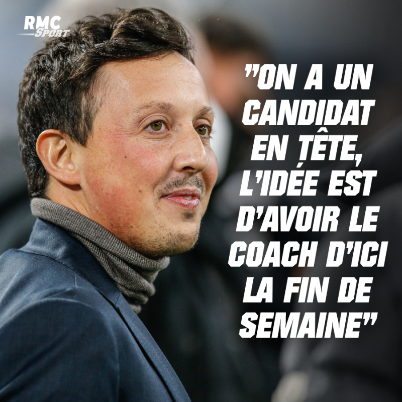 RMCsport's tweet photo. 🗣💬 En conférence de presse ce vendredi, Pablo Longoria a réagi au départ surprise du coach argentin et en a très vite dit plus sur son successeur.