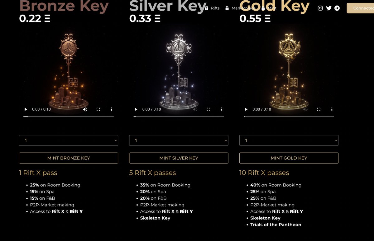 Just minted one off bronze, silver and gold key <a href="/lasthopium/">Last Hopium</a> 

Mint definitely is struggling but a 40 percent off on one of the multiple hotels across the globe for .55 eth (roughly 500 usd) offsets the mint cost. 

Not the best market for launch but i believe in you <a href="/hxbtoor/">Hxbtoor</a> ❤️