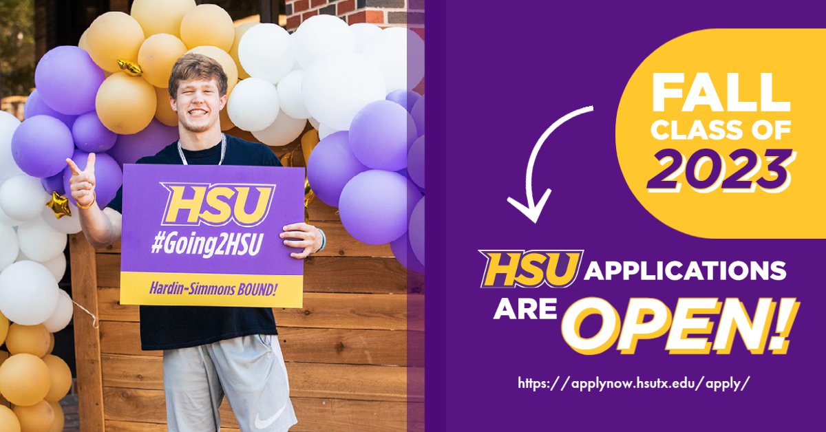 HSUTX's tweet photo. Fall Class of 2023, HSU applications are OPEN! 🤠 #going2hsu
Apply now! https://t.co/HHtHI4oQiH https://t.co/OD9SWnsXTk