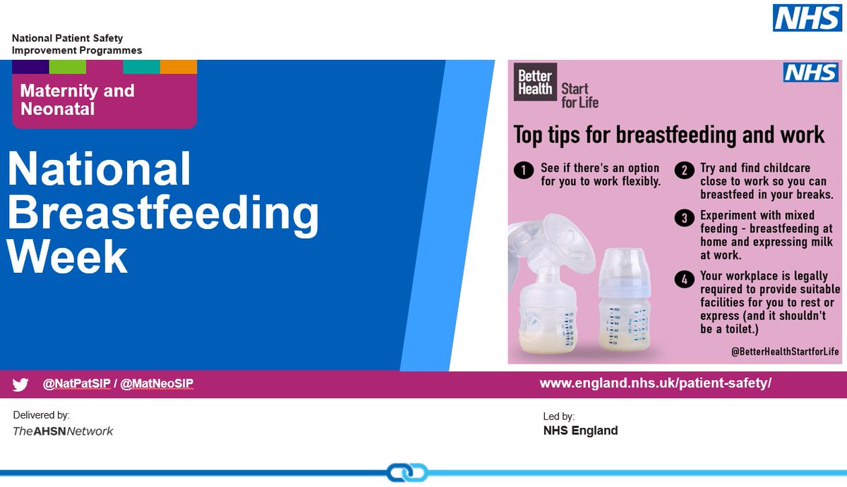 If you're returning to work after maternity leave, you might wonder whether you can continue breastfeeding. It's completely possible and many women do it. Check out these tips for breastfeeding and going back to work: nhs.uk/start4life/bab…. #NationalBreastfeedingWeek #BAPM