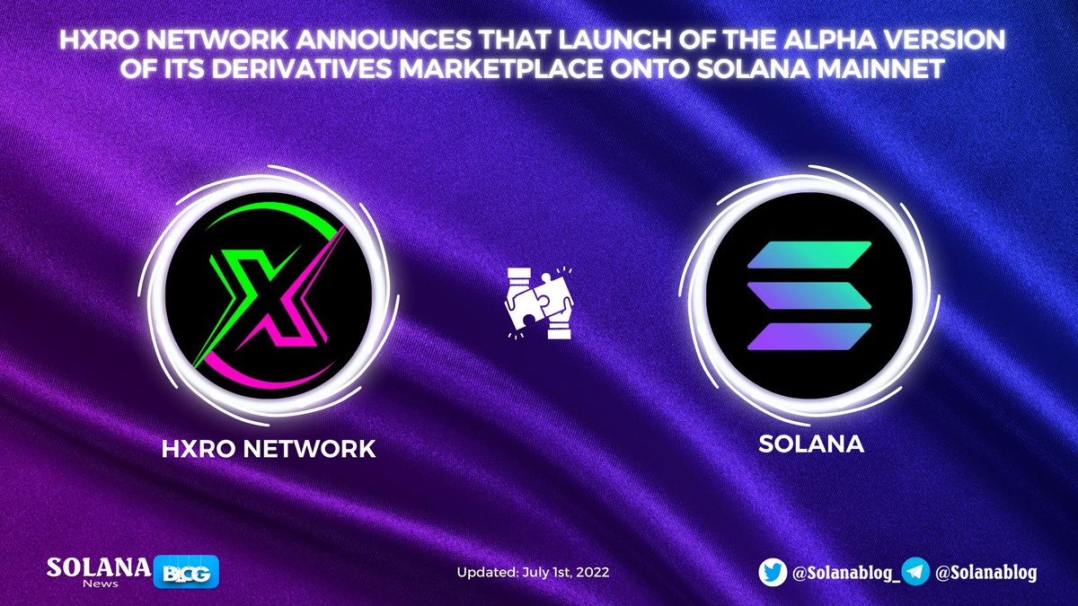 Solanablog_'s tweet photo. 📢@HxroNetwork announces that launch of the alpha version of its derivatives marketplace onto @solana mainnet
#HxroNetwork provides key primitive layer infrastructure for the exchange, risk, margin, and settlement of derivatives including perps futures and options🥰
#SolanaBlog https://t.co/O8JCqQh0Gl