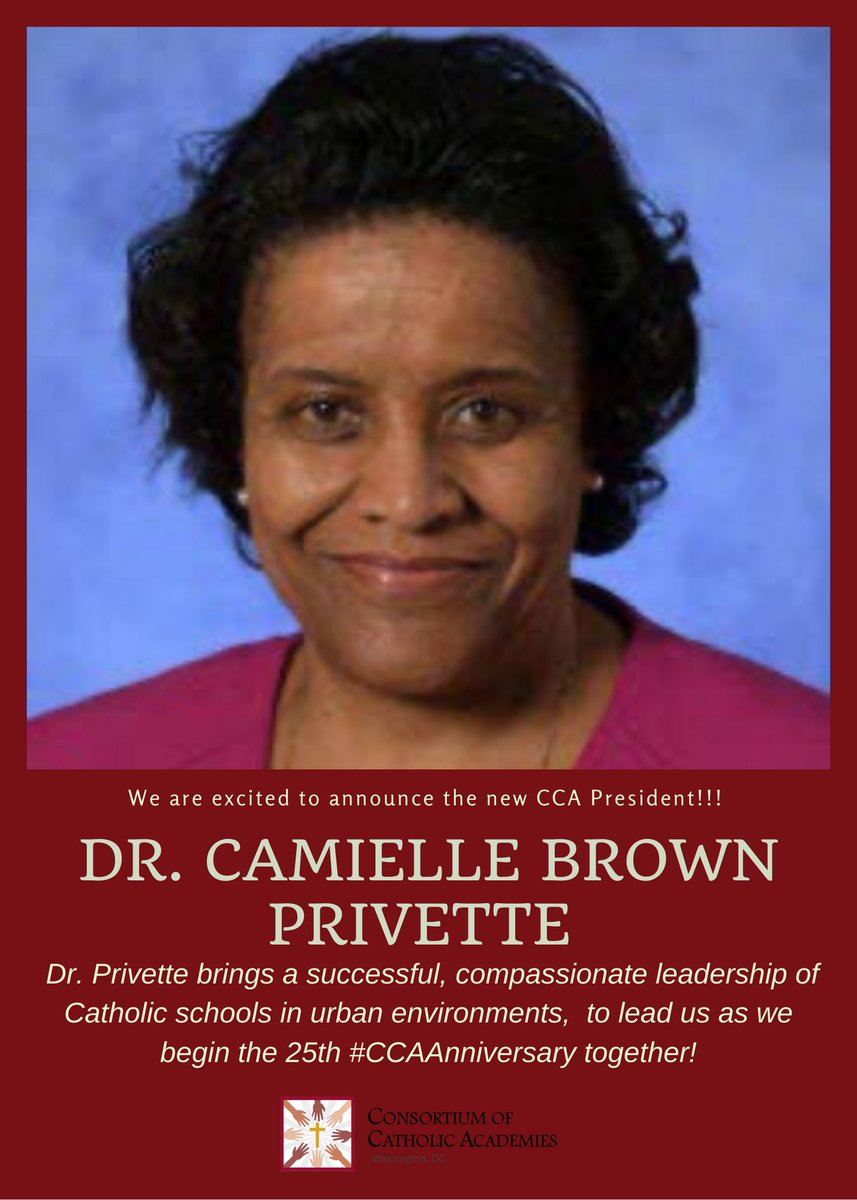 ConsortiumDC's tweet photo. Dr. Camille Brown Privette will be the next #CCAPresident!
.
.
we are so thrilled to welcome her as our leader as we enter into the 25th Anniversary of the #CCA
.
.
@stm_raiders @shschooldc @STA_Beookland @SaintFrancisXa3 @WashArchdiocese https://t.co/RYlQvrlhyV