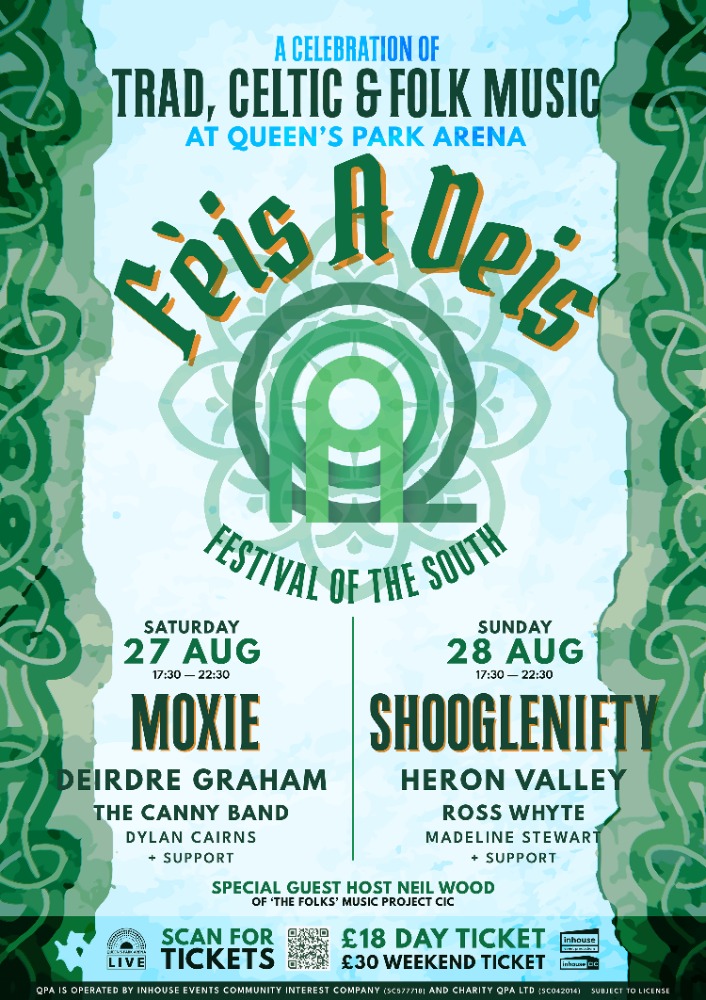 ON SALE NOW: Fèis A Deis(Festival Of The South). Glasgow's 1st Annual Southside Celebration of Trad, Celtic & Folk Music featuring @Shooglegigs @Moxiemuso & much more to follow! Weekend & Day passes available: tickettailor.com/events/inhouse…