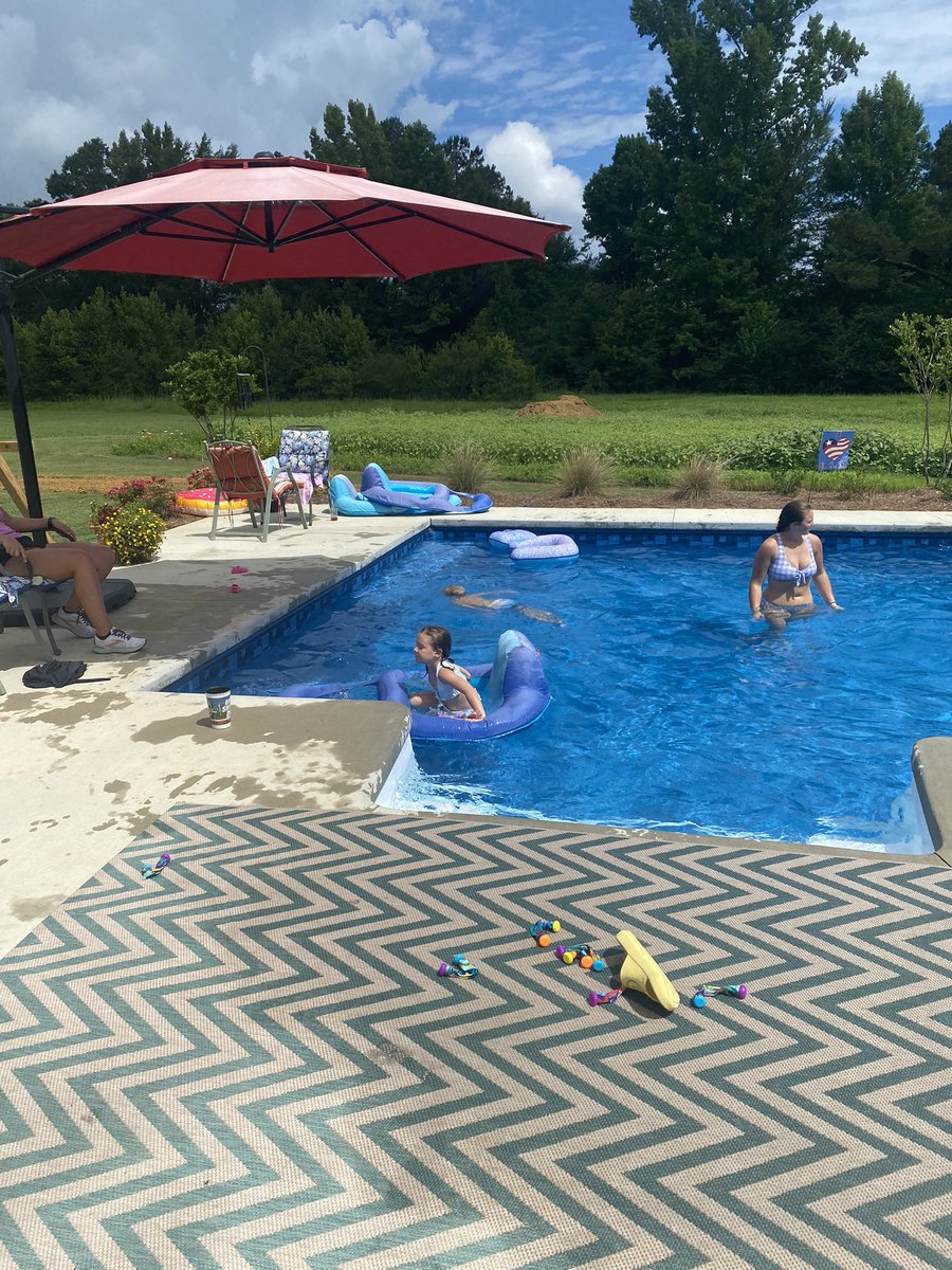 Our Lady Pats enjoying a swim and cookout for their hard work!