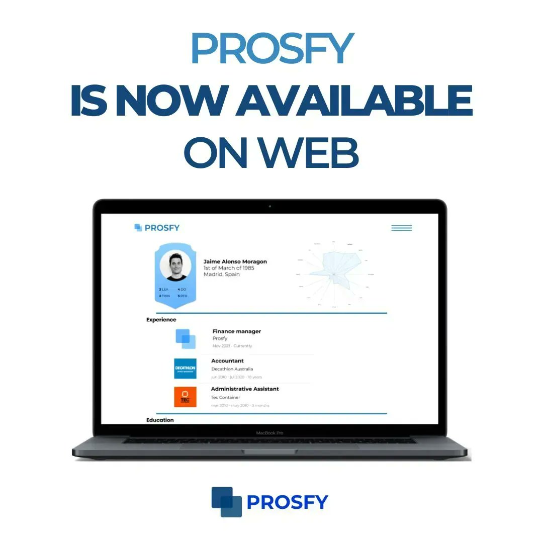 prosfy001's tweet image. #PROSFY is now available on web
prosfy.com
Our mission is to help professionals and companies boost their human capital

✅ OKR and One-on-ones
✅ Soft skills analysis for your CV
✅ Hard Skills wallet
✅ Market value calculator

#humanresources #leadership