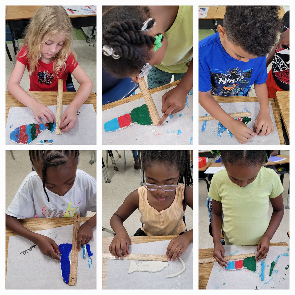 Daniels Dolphins 3rd grade Summer Explorers measure the perimeter of their salt dough fish during measurement week <a href="/RichlandTwo/">Richland School District Two</a>.