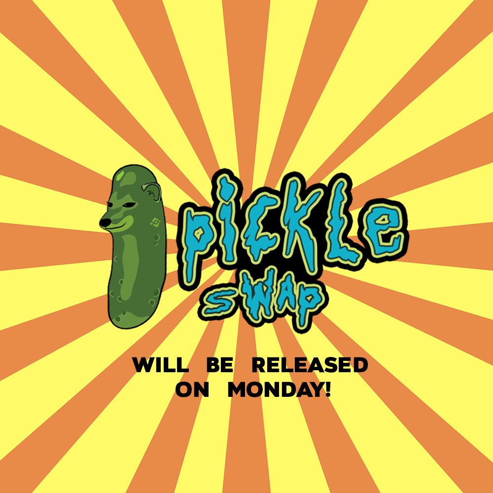 Pickle_Inu's tweet photo. PICKLES! Our first utility PickleSwap will be released on Monday 📢

#Pickles #PickleInu #BSCgems #Memecoin #BinanceSmartChain https://t.co/umkP41MLeU