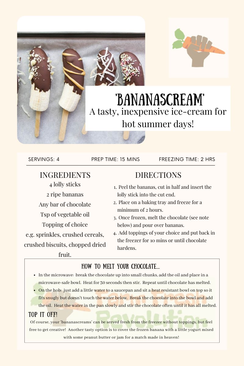 FarmFreshRev's tweet image. Where's the sun??
Typical - we do a recipe for tasty 'Bananascreams' and the sun goes shy!  Keep it handy though folks, these are great to have in the freezer for those hot, hot days! 🍌🍌😎 #tastysnack #healthysummer #budgetfriendlymeals #farmfreshrevolution
