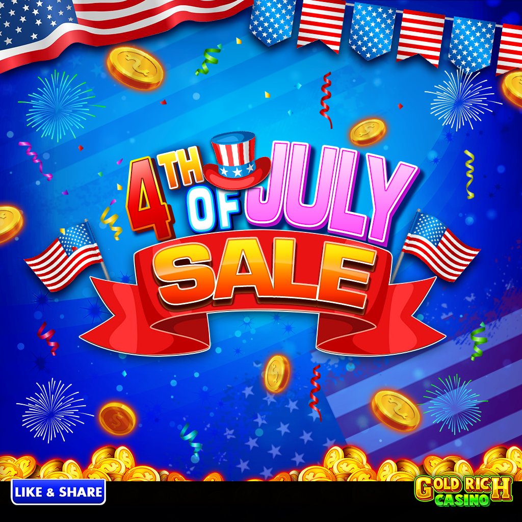 GoldRichCasino1's tweet photo. The #IndependenceDay sale is here! 🥳
Celebrate our national holiday with the best deals.
Treat yourself to something special this 4th of July!
➡️➡️ https://t.co/apCkknGB8j
#4thOfJuly #IndependenceDaySale #Freebies #USA #casino #loveslots #freecasino #slotmachines #fun #game https://t.co/M4c28PcQ5k