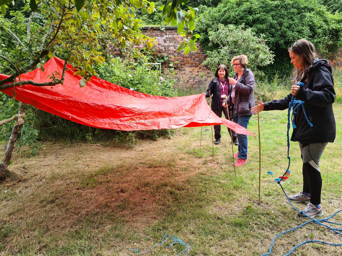 HubLjmu's tweet photo. Wirral school leaders testing some of their own problem solving skills to make a shelter. What would our children learn from this? @merseyforest #thriveintheforest #outdoorlearning #schoolcurriculum #naturalcurriculum https://t.co/3X7n7pNLvC