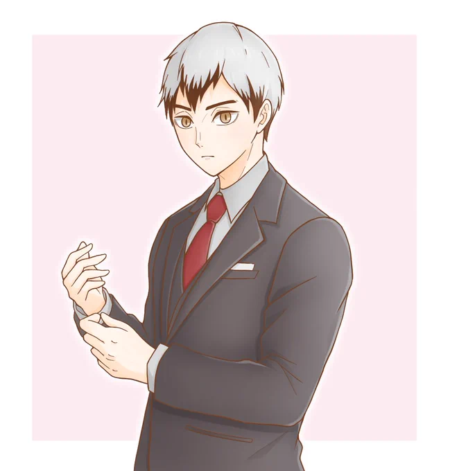 スーツシリーズ👔
5人目は北さん( ¨̮ )︎︎♡
#illustration 
#ハイキューファンアート 